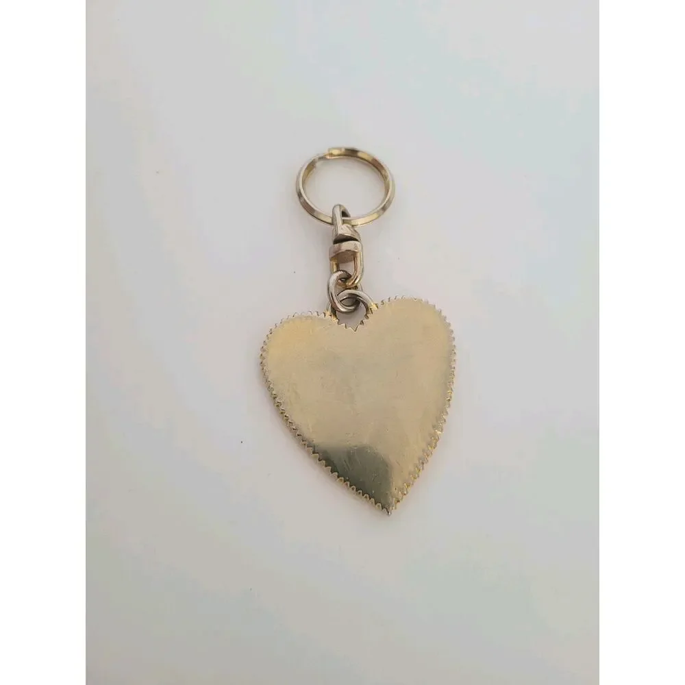 Vintage‎ Cheap And Chick Moschino Gold Heart Charm Keychain Key Ring Fob Metal